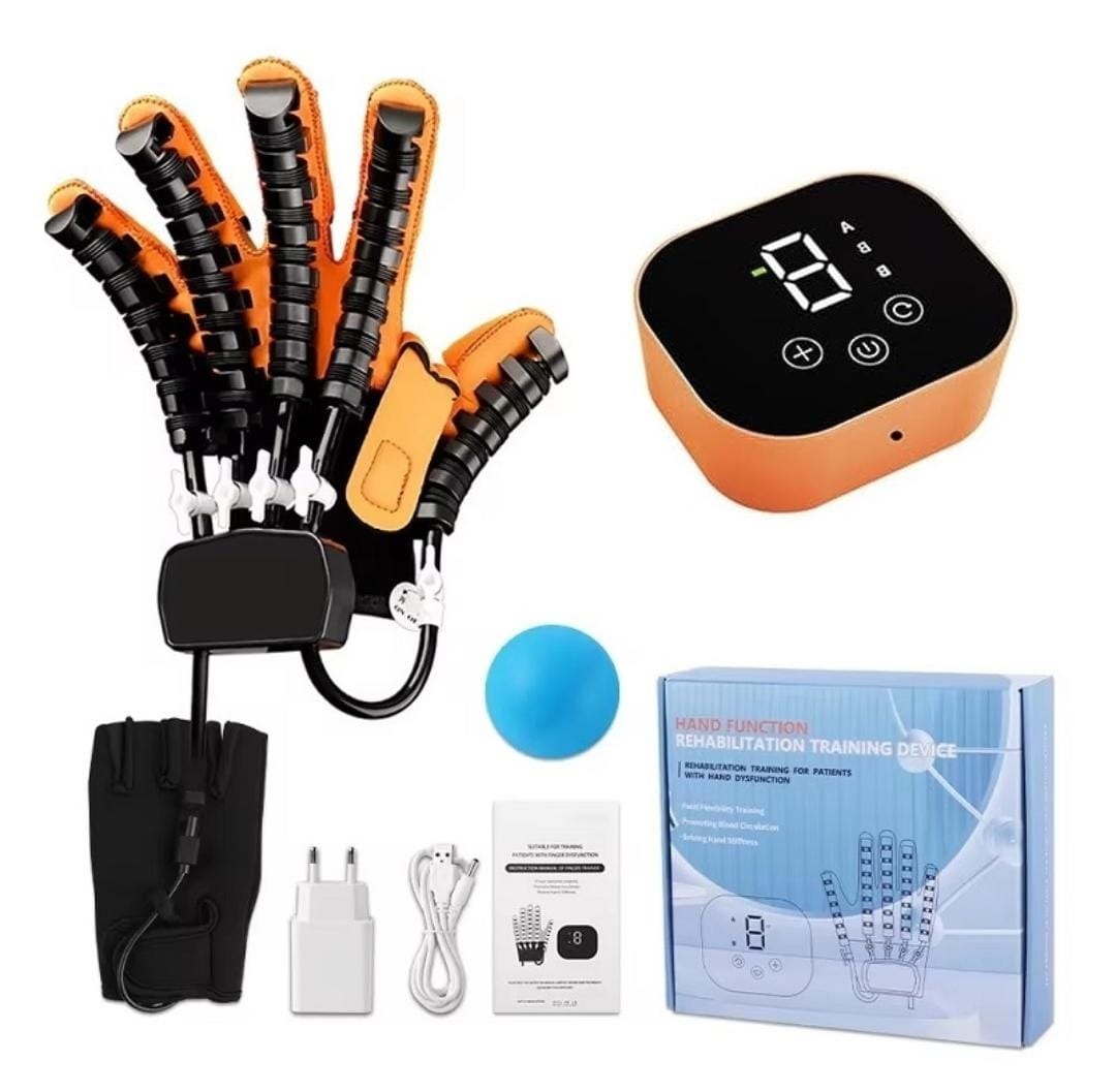 Robot Gloves Hemiplegia Hand Stroke Recovery Equipment with 3 Training Modes, Robot Hand Glove Finger Trainer with Strength Adjustment (Left, Medium)